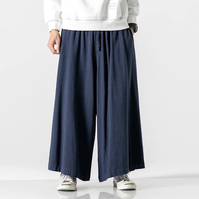 MRGB Baggy Casual Men's Wide Leg Pants 2022 Korean Draped Cotton Men Solid Color Trousers Spring Streetwear Oversize Man Pants harem joggers Harem Pants