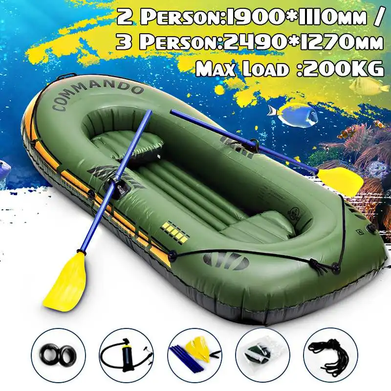 

Sports 2/3Person Thickening PVC Inflatable Boat Raft River Lake Dinghy Boat Pump Fishing Boat with Oars Set Load