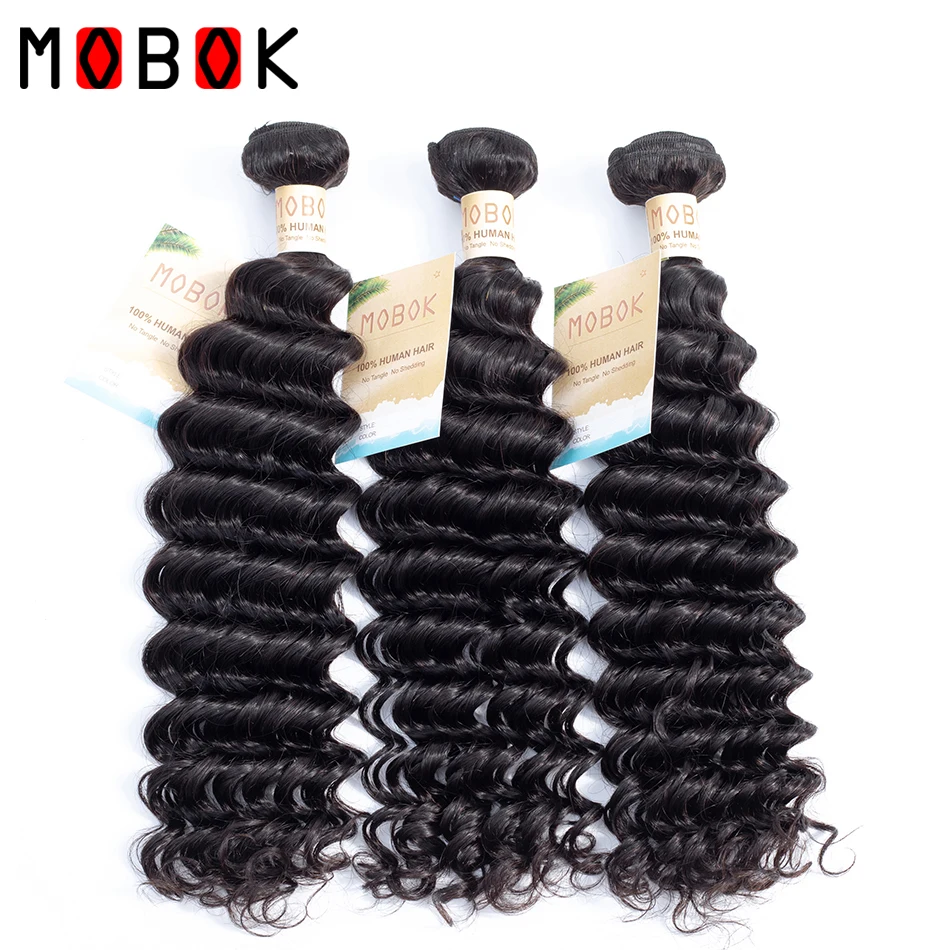 

MOBOK Deep Wave Mongolian Hair Bundle Human Hair Natural Color 1PCS/2PCS/3PCS/5PCS/10PCS NON- Remy Hair 8-28 Inch Bundles Extensions Free Shipping