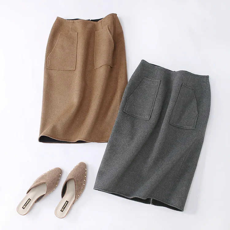 Mozuleva 2020 Autumn and Winter Double-Sided Two-Tone Double-Faced Woolen Goods Skirt Womens 2020 Spring Woolen Overskirt