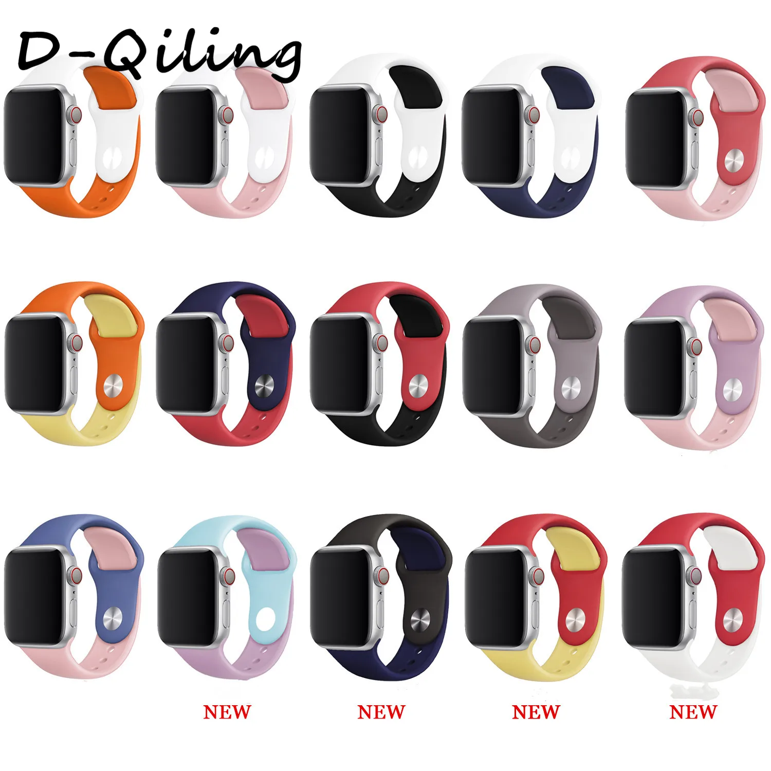 

Colorful Soft Silicone Strap for Apple Watch Series 4/3/2/1 two-tone Watchband 38 40MM For iWatch Edition Band 42 44 MM