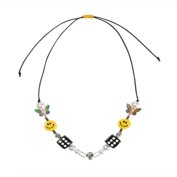 

Pearl Smiley Skull Rope Adjustable Choker Lucky Dice Beaded Necklaces Jewelry T4MD