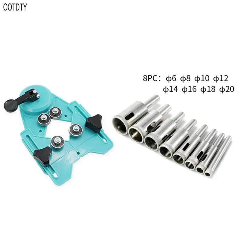 

9pcs/set 4-83mm Tile Glass Hole Saw Openings Locator Drill Guide Vacuum Base Sucker With 3-50mm Diamond Coated Drilling Bit Tili