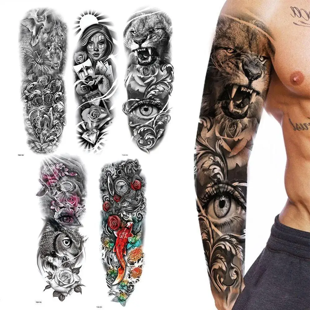 170*480mm Full Arm Waterproof Tattoo Stickers Men And Trend Models Durable Stichers Flower Women U1Z2 | Красота и здоровье