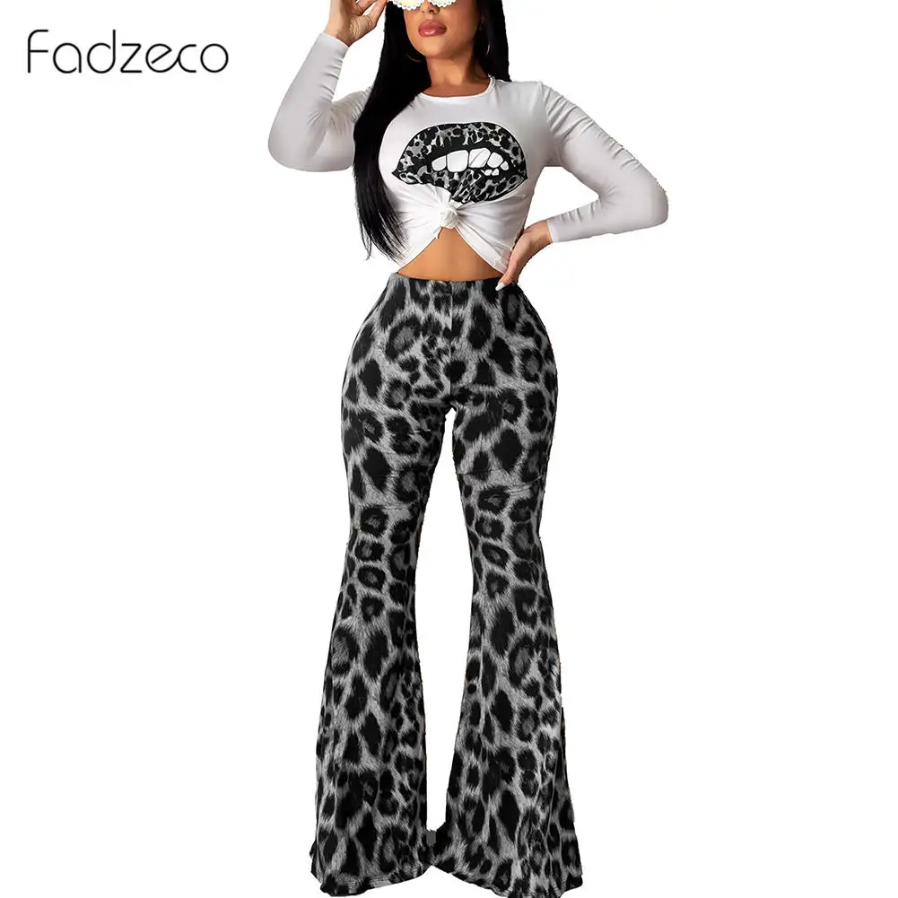 Комплект из двух предметов Fadzeco с леопардовым принтом женская футболка длинным