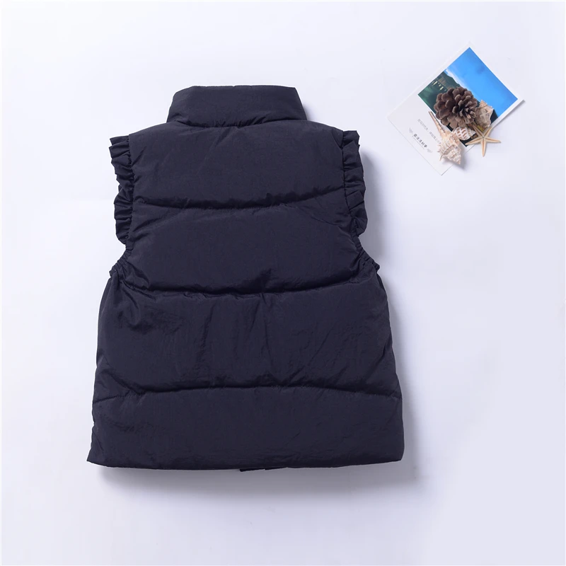 Fashion Warmth Baby Girls Puffer Vest Ruffle Sleeved Light Weight Child Waistcoat White Duck Down Children Outerwear 2-10 Years cheap winter coats