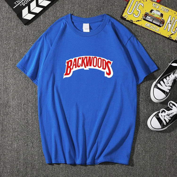 Летний Для мужчин BACKWOODS печать T рубашка мужская мода короткий рукав, о-образный вырез, хлопковая футболка в стиле хип-хоп Рок уличная Для мужчин Костюмы