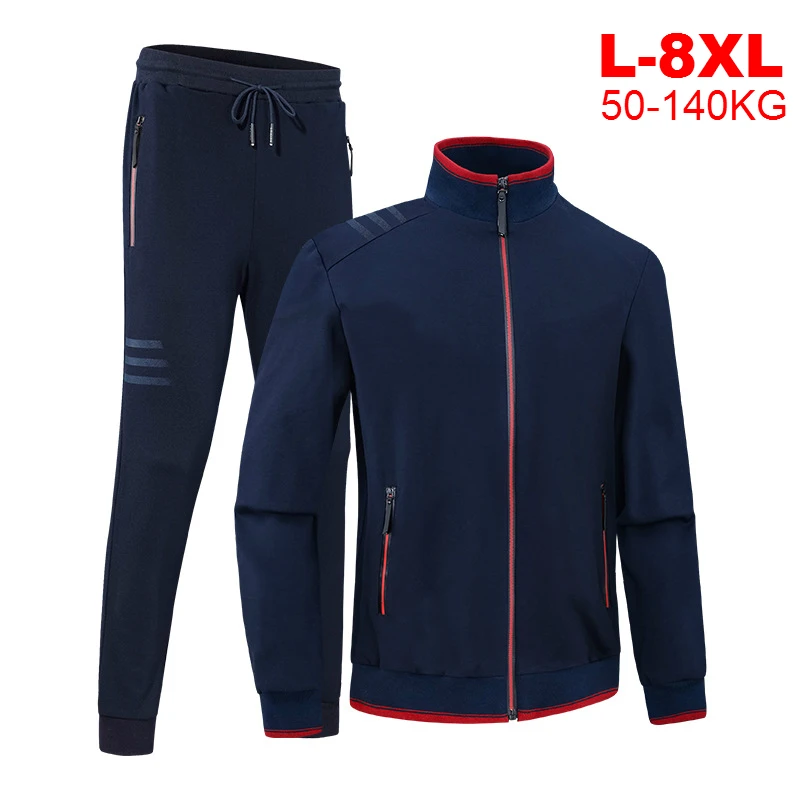 Hoodie Pants Suit Sweat-Sets Mens Sportswear Jackets 8xl Man 9xl Male Plus-Size