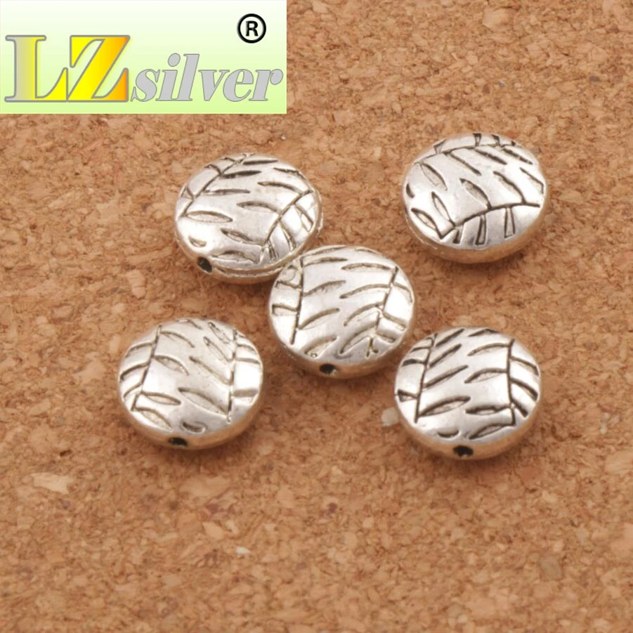 Bamboo Engraved Ronddle Charm Beads 9.5x9.8mm 100PCS Zinc Alloy Spacers Jewelry Findings L635