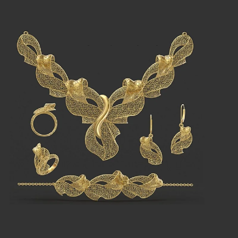 3D design hollow earrings rings and 