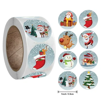 

500Pcs/Roll Merry Christmas Kraft Handmade Sticker Card Box Package Santa Thank You Label Sealing Stickers Decor Party Supplies