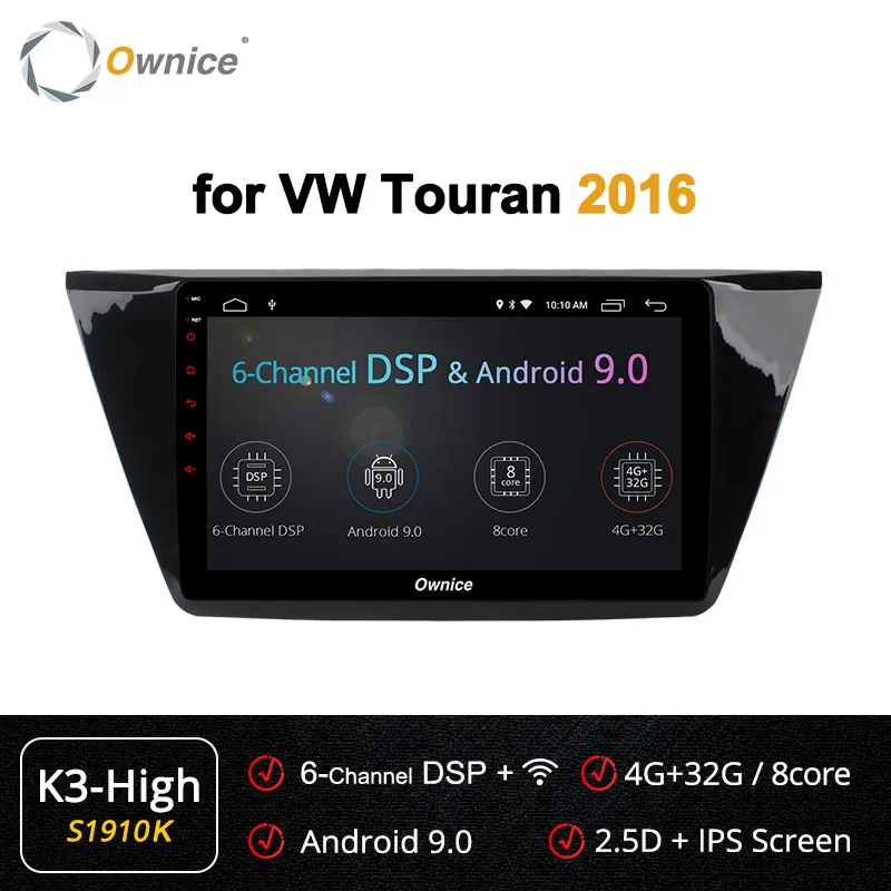 Ownice 10,1 8 ядерный Android 9,0 автомобильный Радио gps Navi 2 din dvd-плеер K3 K5 K6 для Volkswagen Touran 4G 360 Panorama DSP SPDIF - Color: S1910 K3-High