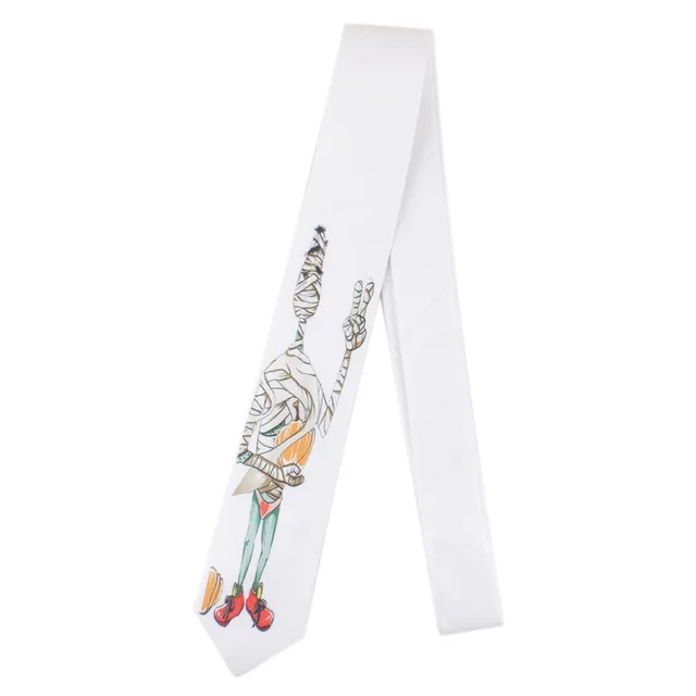 Men's Printed Tie Casual Banquet Suit Shirt Accessories Yarn-dyed Polyester Silk White Fine Novelty Landscape Painting Necktie 211090