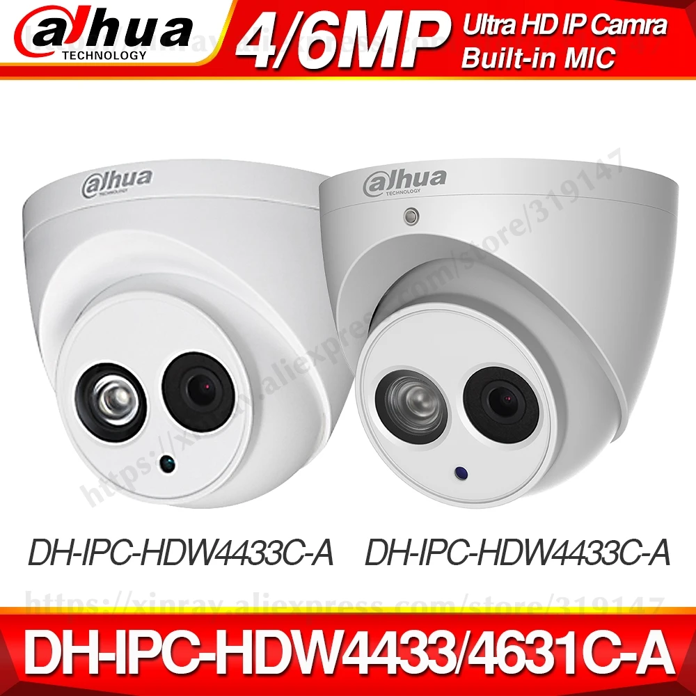 Dahua IPC-HDW4433C-A IPC-HDW4631C-A 4MP 6MP сети IP Камера CCTV POE камера видеонаблюдения с встроенным микрофоном и возможностью погружения на глубину до 30 м ИК WDR(широкий динамический диапазон) H.265 Onvif