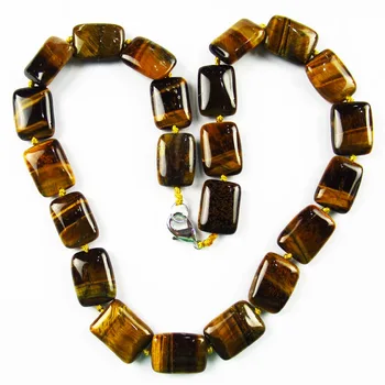 

1 Strand Gorgeous Interesting Fashion Girl Tiger Eye Gem Oblong 18x14x6mm Necklace 17.5 inch