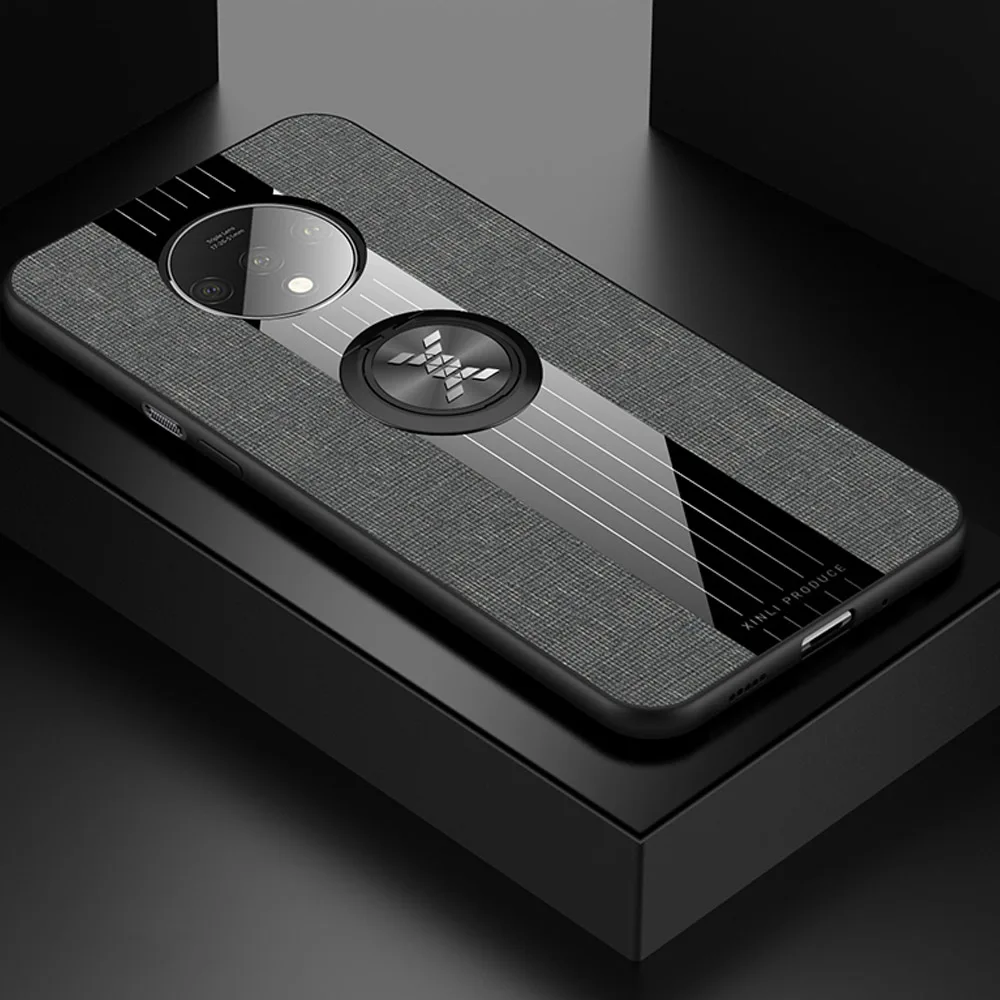Для Oneplus 7T чехол силиконовый мягкий ТПУ бампер кольцо держатель Магнитный для