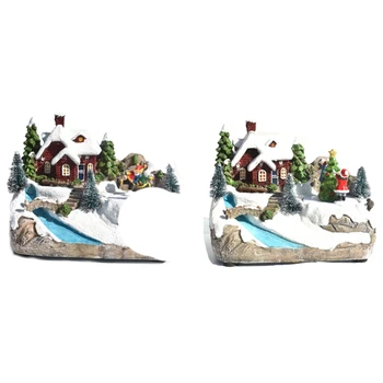 

Christmas LED Lighted House Snow Hand-Painted Tabletop Centerpieces Village Scene Light Up Decoration