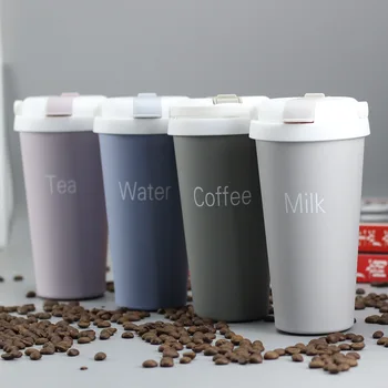 

Coffee Mugs Stainless Steel Thickened Tea Cups Big Travel Camping Mugs Vacuum Insulated Tumbler with Lid 500ML Thermos Flask