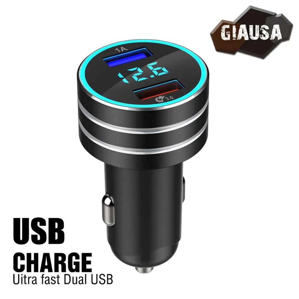 

GIAUSA Dual USB QC3.0 Car Charger With LED Display Universal Mobile Phone Car-Charger Quick Charge For Xiaomi Samsung iPhone