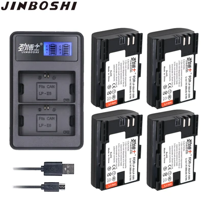 4X LP-E6 LP-E6N LP E6 LP E6N цифровой аккумулятор+ ЖК-дисплей USB двойное зарядное устройство для Canon EOS 5DS R 5D Mark II 5D Mark III 6D 7D 80D - Цвет: 4X B and Charger