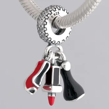 

Original Lipstick Dress Stiletto With Enamel Pendant Bead Fit 925 Sterling Silver Bead Charm Bracelet Bangle Diy Jewelry
