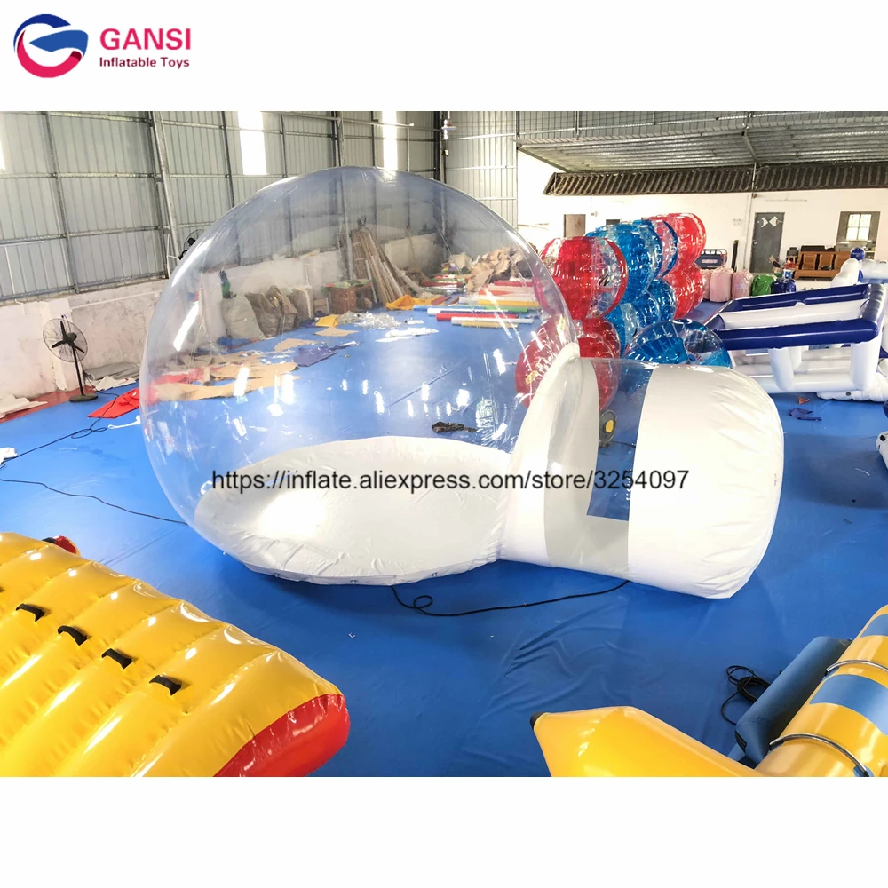 Free shipping customized size inflatable dome tent with entrance clear inflatable bubble tent for camping