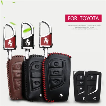 

Leather Car Key Case Cover For Toyota Rav4 Aygo Corolla Chr Camry Aqua Prado Land Cruiser 200 Fortuner Tundra Highlander Key Fob