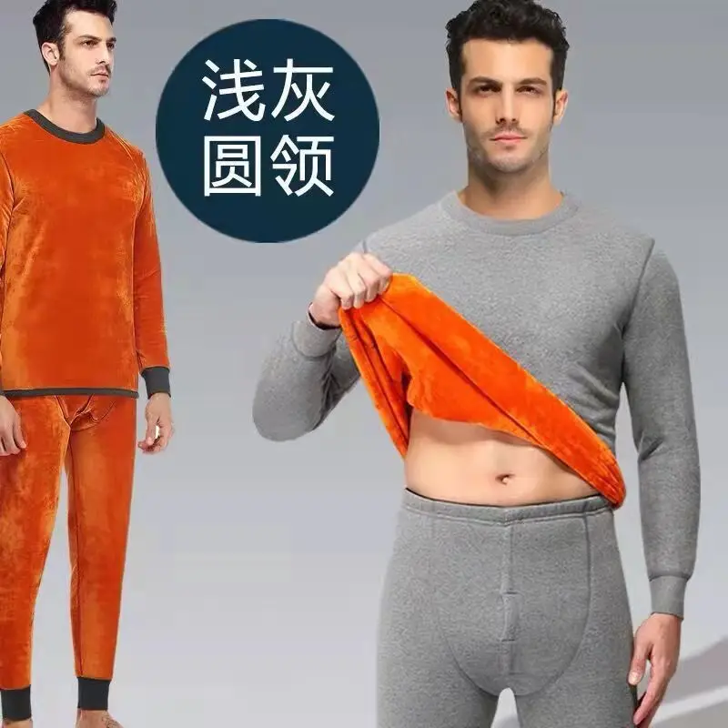 Thermal underwear set/autumn clothes + trousers plus velvet thickening men and women middle-aged elderly warm inner wear suit