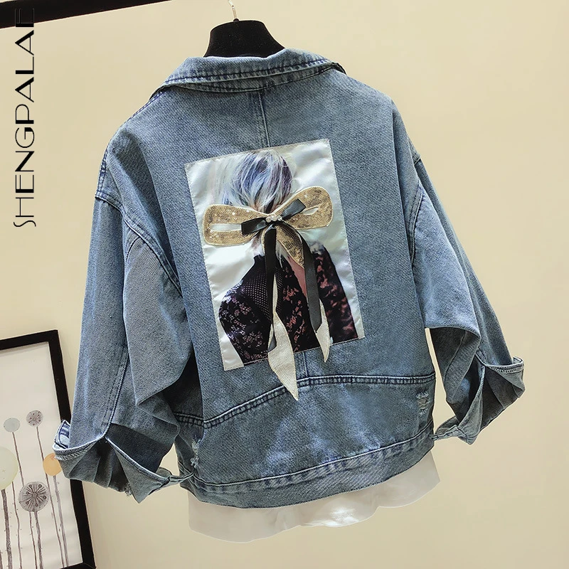 Shengpalae レディースデニムジャケット 新しいシングルブレスト長袖コート 後ろに蝶ネクタイがプリントされたストリートウェア 22コレクション Jackets Aliexpress Shengpalae レディースデニムジャケット 新しいシングルブレスト長袖コート 後ろに蝶ネクタイがプリントされたストリートウェア 22コレクション Jackets Aliexpress
