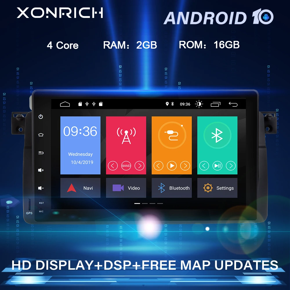 1 Din Android 10 GPS Автомобильный мультимедийный плеер для BMW E46 M3 318/320/325/330/335 Rover 75 Coupe