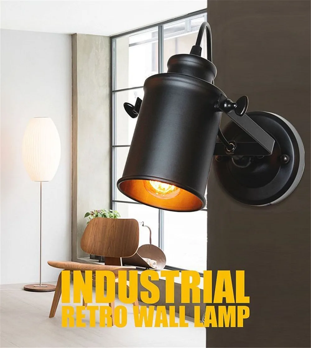 American Retro LED Wall Lamp Loft Style Adjust Sconce Wall Lights Black Rust Iron Light Home Decor Lighting Vintage Luminaire (3)