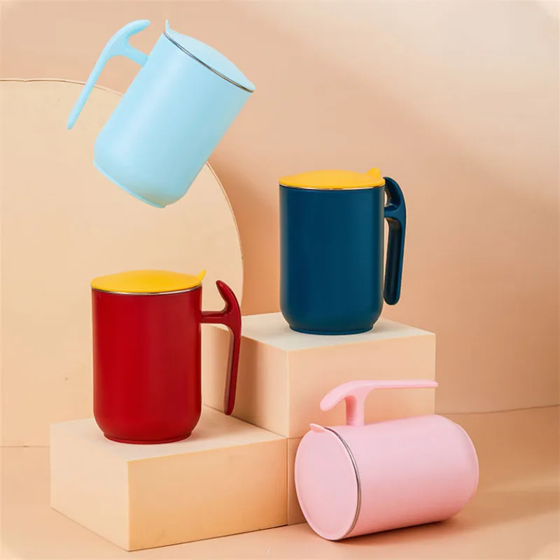 Double Wall Stainless Steel Insulation Coffee Mug Anti-Scald Mug With Removable Lid