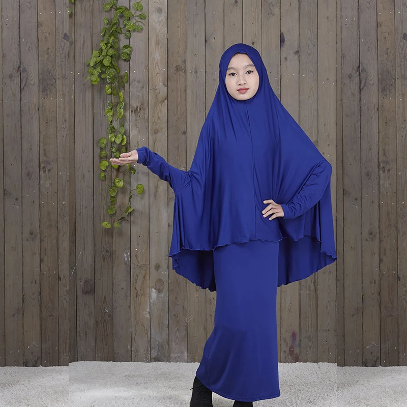 Традиционный хиджаб Abaya одежда для девочек из двух частей мусульманская