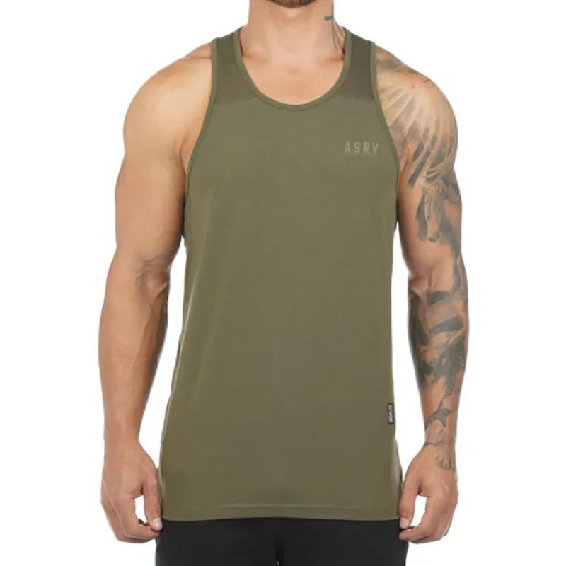 New Cotton Patchwork Mesh Fitness Tank Top Men Quickly Dry Clothing Summer Workout Running Vest Sports Sleeveless |