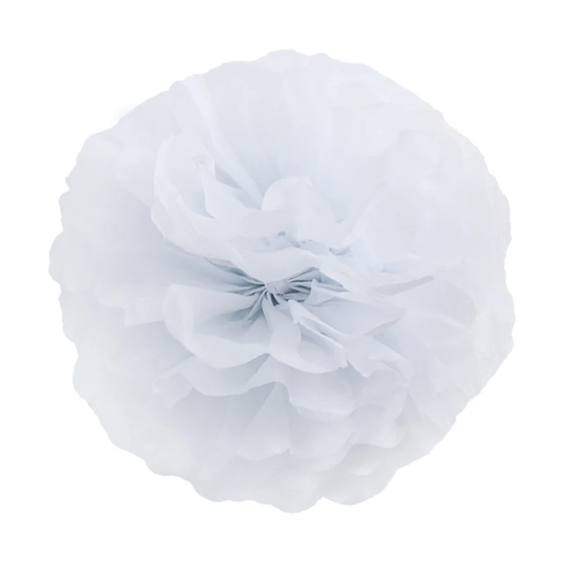 10/20/30 см 5 шт. бумажные помпоны цветочные шарики для Свадебные украшения с утолщённой меховой опушкой, Baby Shower фон на день рождения бумажные принадлежности - Цвет: 39White