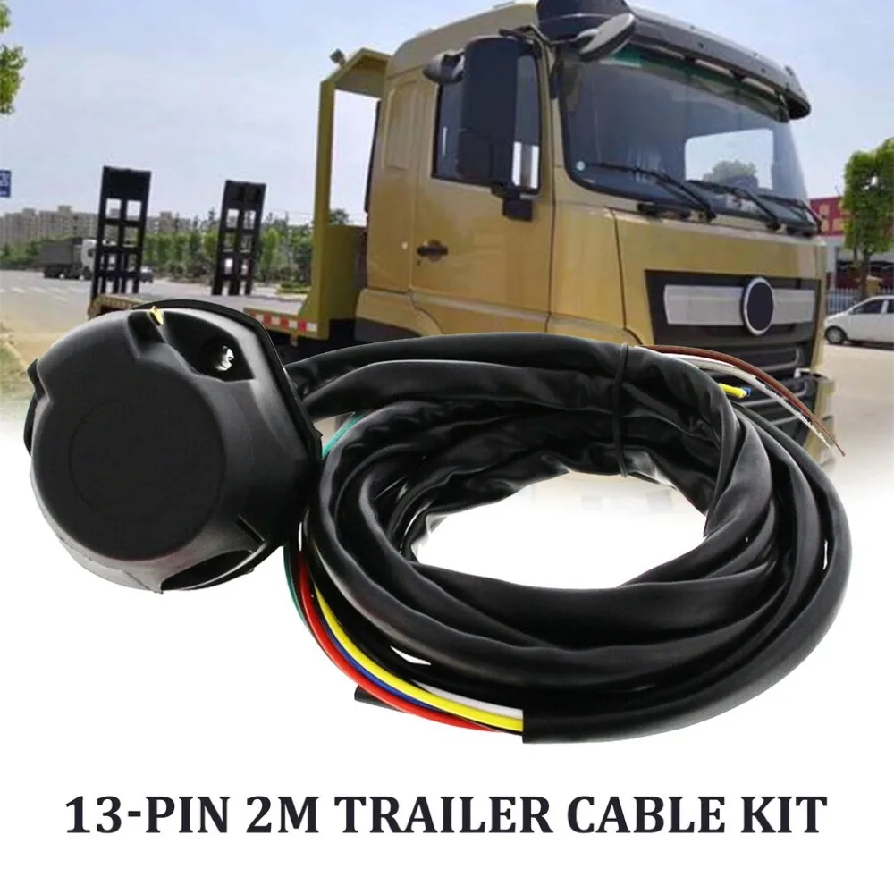 7 Core 2M Trailer Cable Kit Trailer Socket Set 13 Pin Electrical Kit E-Kit Harness Traction Hook Car Accessories