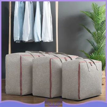 

S/M/L Linen Cotton Storage Bag High Capacity Storage Container Laundry Organizer Bag Comforter Clothes Pillows Quilt Storage Bag