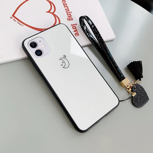 Phone Case For OPPO Realme 8 C21Y C20 C25 C12 C15 v11 v15 v13 Stars Moon Patter Hard Glass Cover For Realme 7 6 Pro C21 c11 7i WHITE