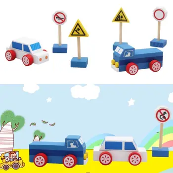 

Wooden Puzzle Traffic Signs Knowledge Playing Cards Kindergarten Teaching Aids Traffic game card Double-sided printing