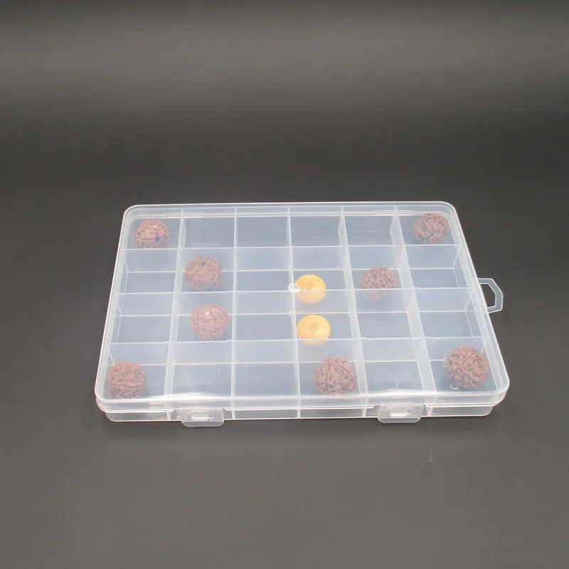 24 Slots Cells Transparent Portable Jewelry Tool Storage Box Container Ring Electronic Parts Screw Beads Organizer Plastic Box