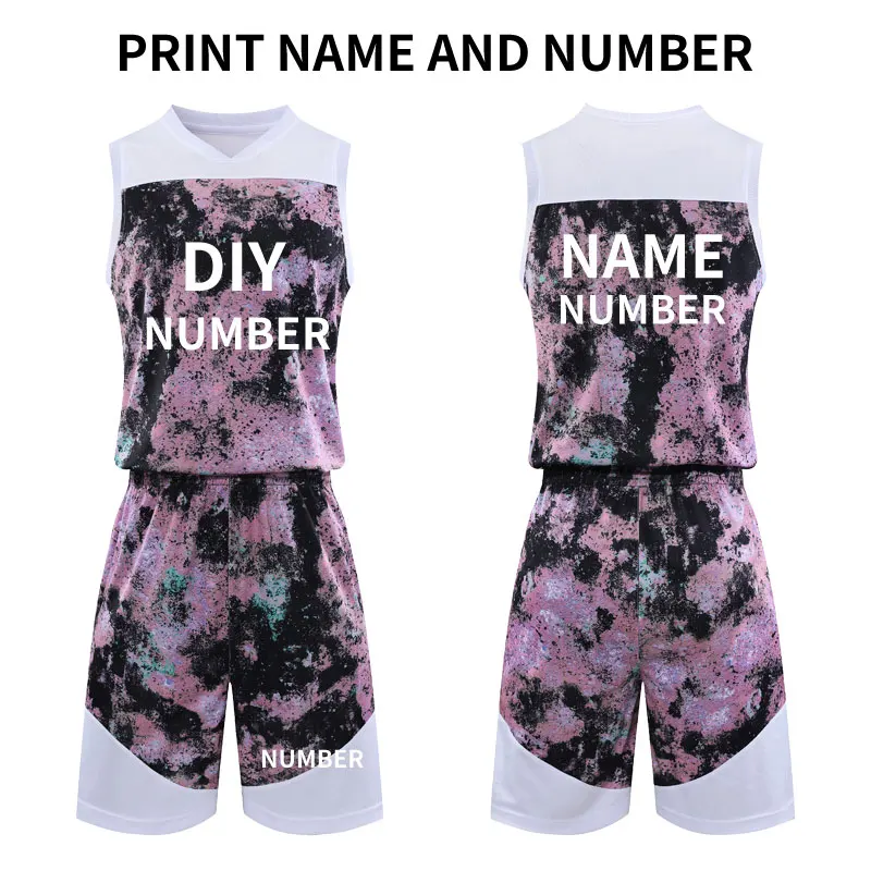 pink DIY Youth Cheap college Basketball Jerseys Breathable Throwback custom Outdoor Running Training basketball jerseys shorts - Цвет: pink DIY