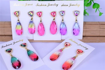 

Fashion Luxulite Full Drilling Water Drop Zircon Female Earrings Sweet Earrings Long Earrings Crystal Earrings