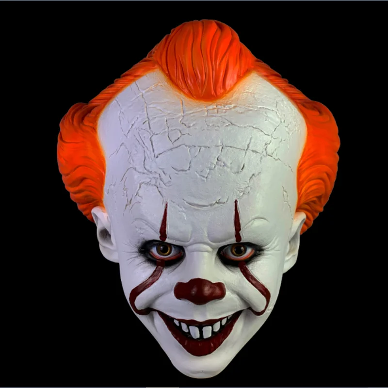 NO LED luminous mask Страшная маска клоуна Джокера Стивен Кинга маска Pennywise глаза будут блестеть клоуна латексная маска Хэллоуин косплей реквизит вечерние костюмы - Цвет: NO LED luminous mask