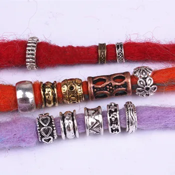 

10pcs Retro Silver Metal Hair Braid Dreads Beads Rings Tube Hair Beads for Braids 6mm Inner Hole Jewelry Dreadlock Accessaries