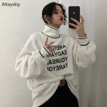 

Hoodies Women Loose Leisure All-match Korean Pullovers Womens Trendy Ulzzang Harajuku Students Daily Turtleneck 2020 New Sweet