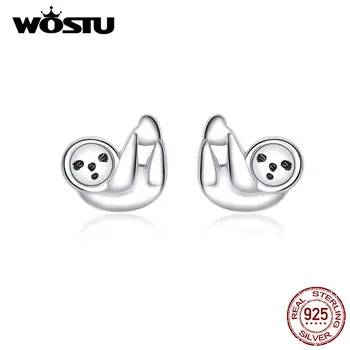 

WOSTU 100% Real 925 Sterling Silver Earrings Cute Little Lazy Sloth Earrings For Women Jewelry Gift Hot Fashion Sale FNE303