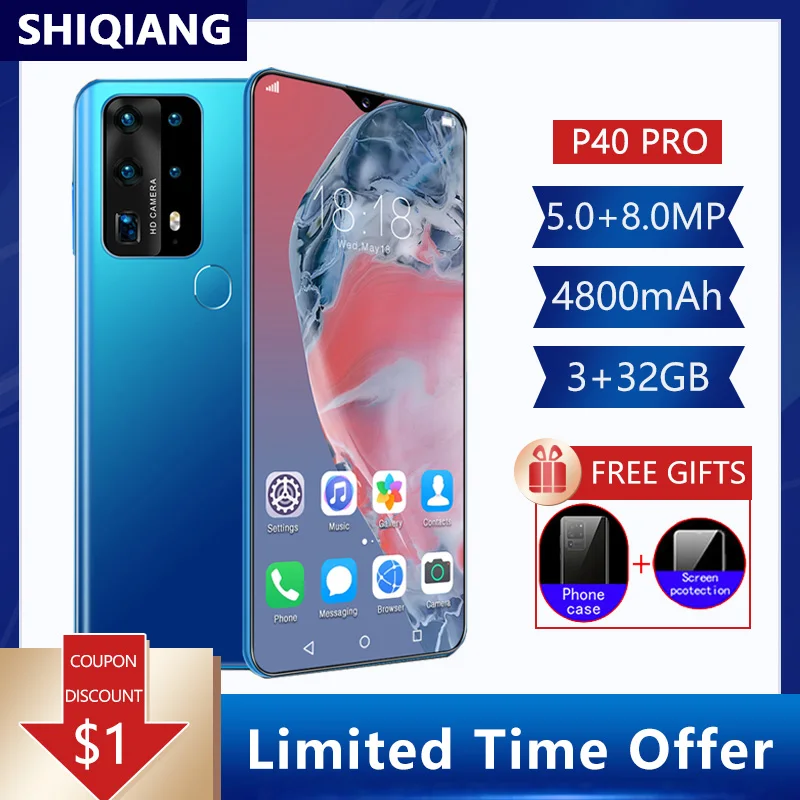 SOYES P40 Pro Mobile Phones Android RAM 3GB ROM 32GB Face Unlock Smartphones 6.7In Global Version Big Screen 4800mAh Cell Phone