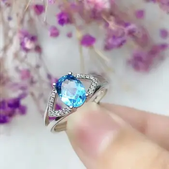 

shilovem 925 silver sterling rings real natural topaz open trendy fine Jewelry party wedding bands gift 6*8mm new wj0608222agb