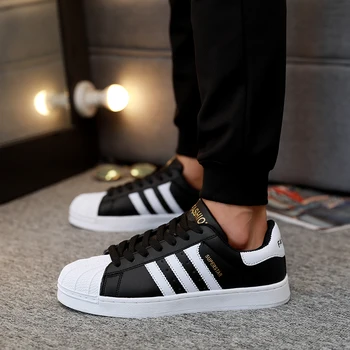 

Tide wild leisure net red vibrato shell head three bar shoes couple models white shoes net red sports casual shoes