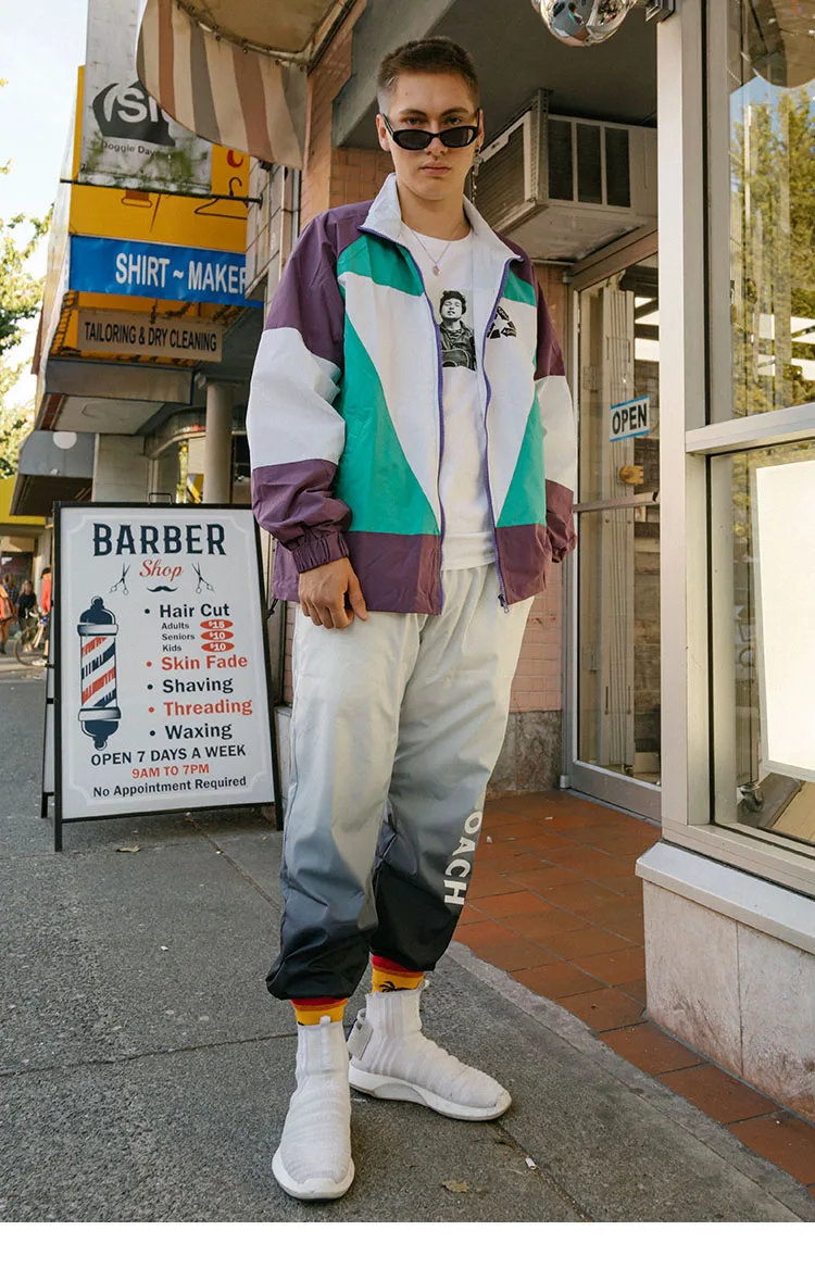 LENSTID мужские хип хоп Нейлоновые цветные Лоскутные Спортивные куртки ветровка негабаритных Harajuku уличная ВИНТАЖНЫЕ пальто